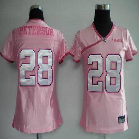 Vikings #28 Adrian Peterson Pink Lady Stitched NFL Jersey - Click Image to Close